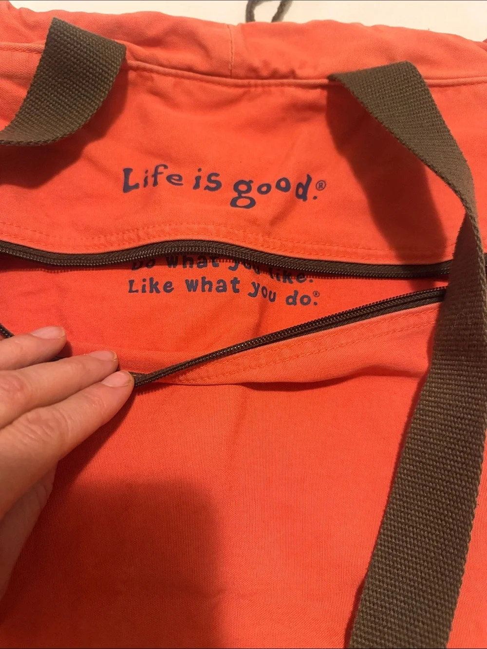 Life is Good beach backpack, drawstring